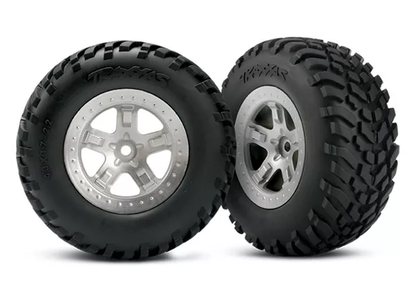 SCT Off-Road Racing Tires on SCT Satin Chrome, Beadlock Style Wheels (2) (4WD Front/Rear, 2WD Rear Only) (TSM Rated)