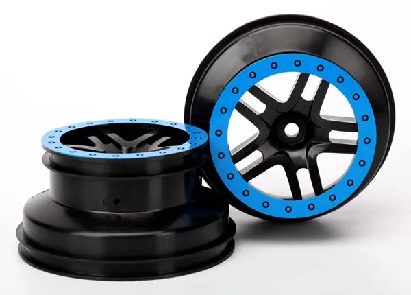 SCT Split-Spoke Dual Profile Wheels, Black, Beadlock Style (2.2" Outer, 3" Inner) (2) (4WD F/R, 2WD Rear)