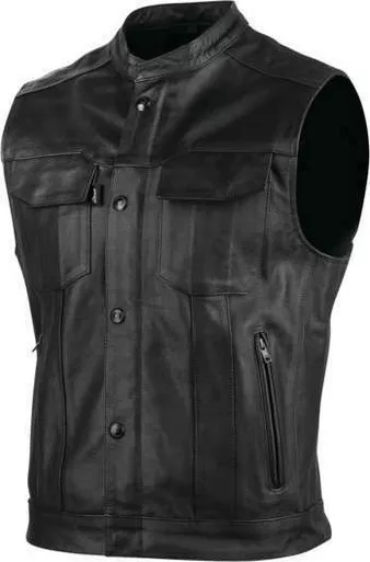 Speed and Strength Band of Brothers Black Mens Leather Vest