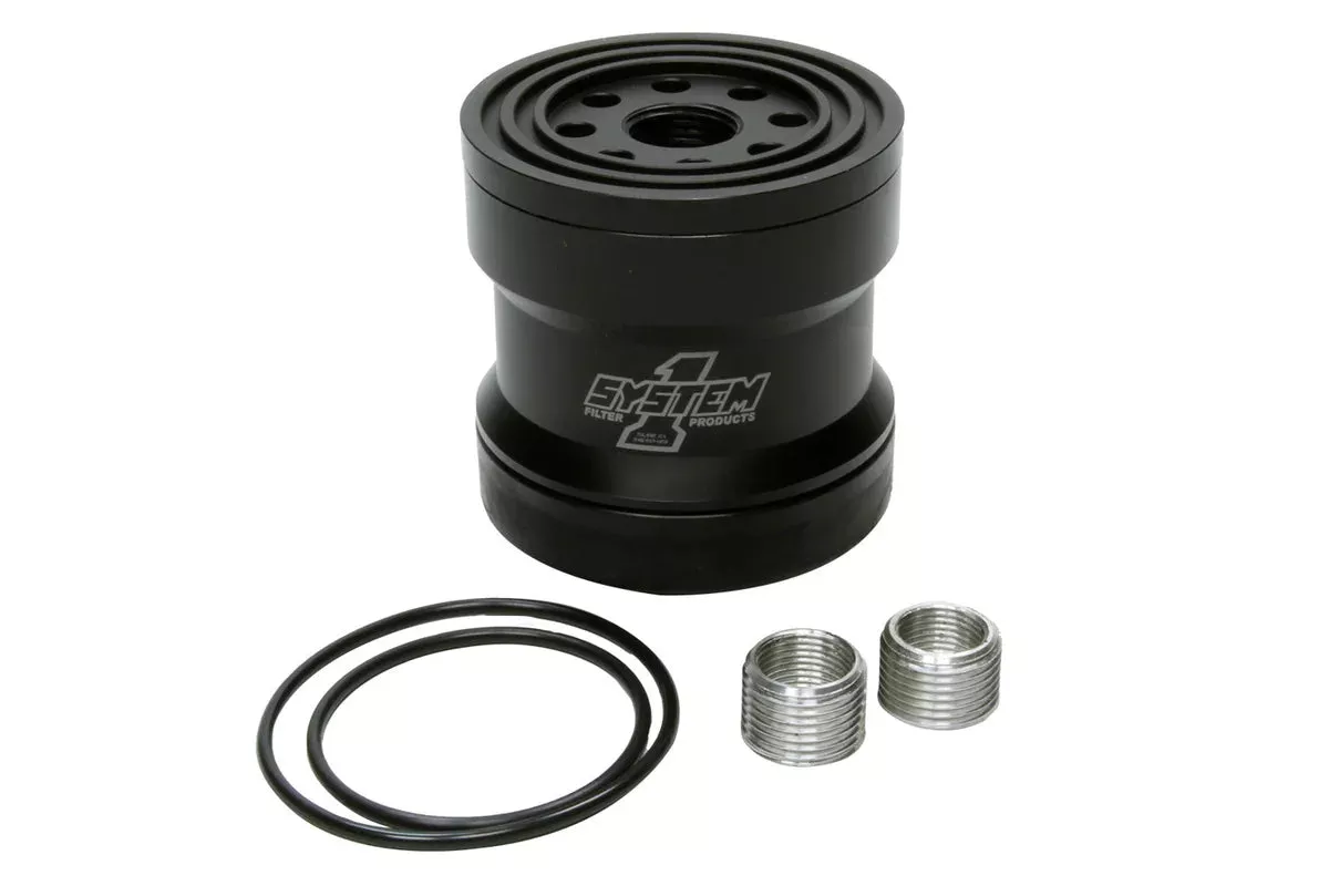 System One Billet Oil Filter w/Blt Cap 45 Micron - Black 209-361B
