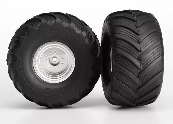 Terra Groove Dual Profile Tires on Satin Chrome Wheels (Nitro Rear/ Electric Front) (2)