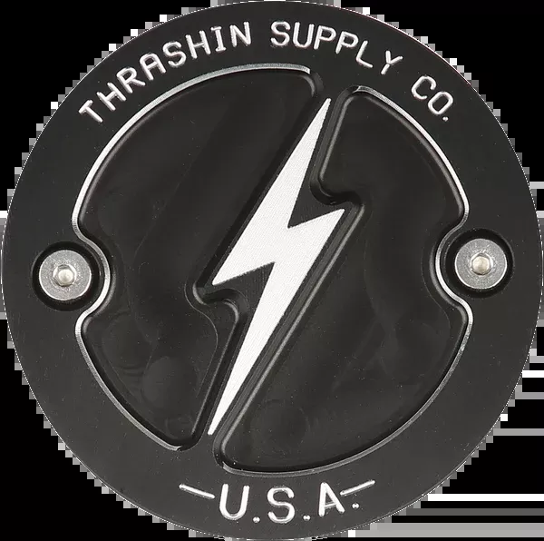 Thrashin Supply CO. Points Cover – Dished – Black – 2 Hole – M8