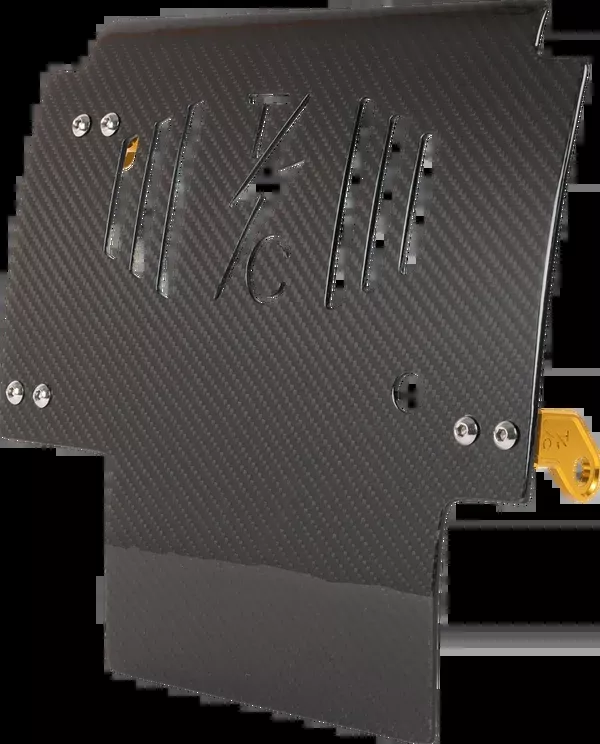 Thrashin Supply CO. Skid Plate - Carbon Fiber/Gloss - With Gold Brackets - FLHX/FLTRX