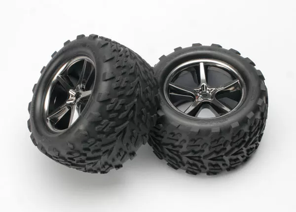 Tires & Wheels, Assembled, Glued (Gemini Black Chrome Wheels, Talon Tires, Foam Inserts) (2)