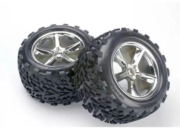 Tires & Wheels, Assembled, Glued (Gemini Chrome Wheels, Talon Tires, Foam Inserts) (2) (Also Fits Maxx Series)