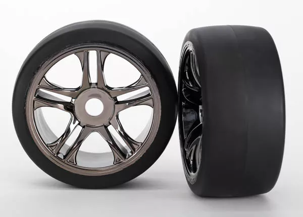 Tires & Wheels, Assembled, Glued (Split-Spoke, Black Chrome Wheels, Slick Tires (S1 Compound), Foam Inserts) (Front) (2)