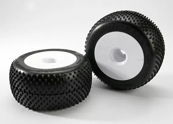 Tires & Wheels, Assembled, Glued (White Dished 3.8' Wheels, Response Pro Tires, Foam Inserts) (2) (For use with Part #5353X)