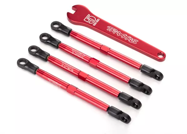 Toe Link Assembly, Aluminum (Red-Anodized) (4) (Assembled with Rod Ends & Threaded Inserts)