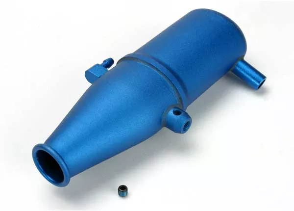 Tuned Pipe, Aluminum, Blue-Anodized (Dual Chamber w/ Pressure Fitting)/ 4mm GS