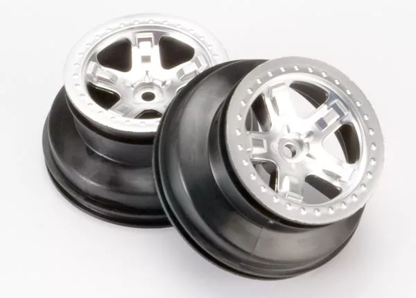 Wheels, SCT Satin Chrome, Beadlock Style, Dual Profile (2.2″ Outer, 3.0″ Inner) (4WD Front/Rear, 2WD Rear Only)