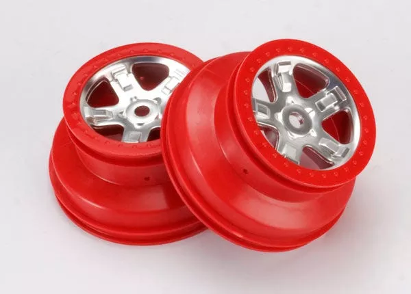 Wheels, SCT Satin Chrome w/ Red Beadlock, Dual Profile (2.2" Outer, 3.0" Inner) (2)