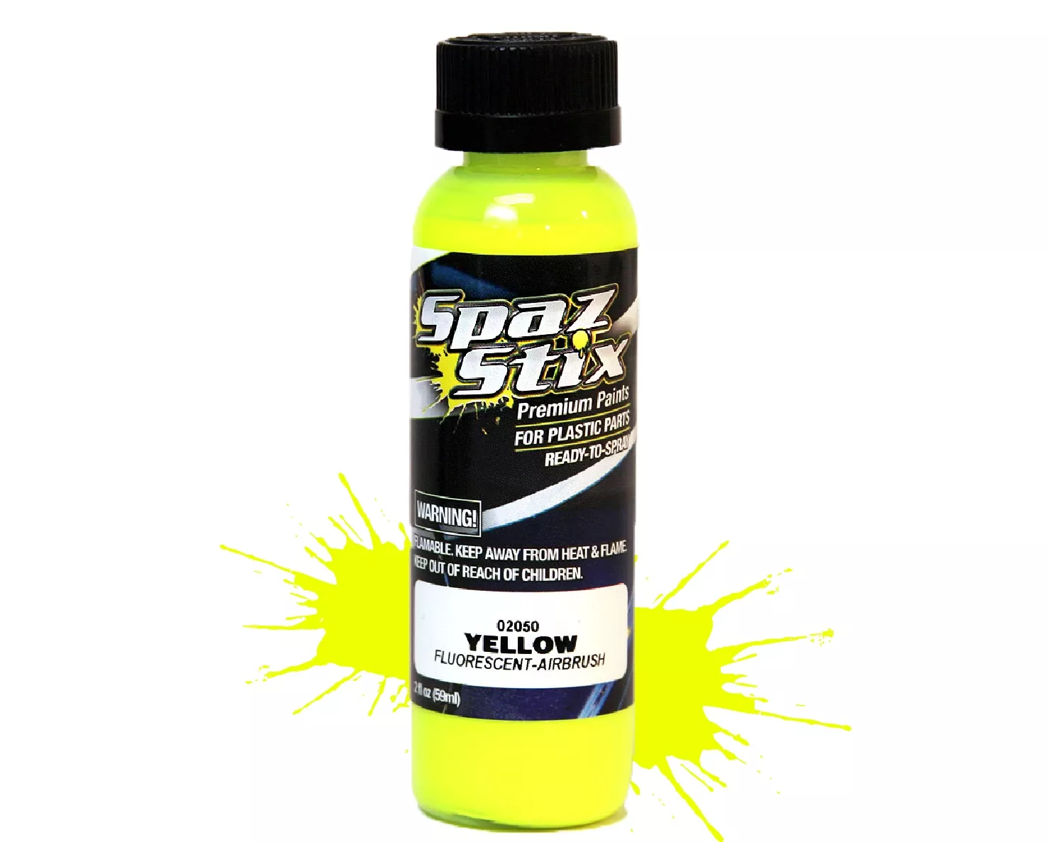 Yellow Fluorescent Airbrush Ready Paint, 2oz Bottle