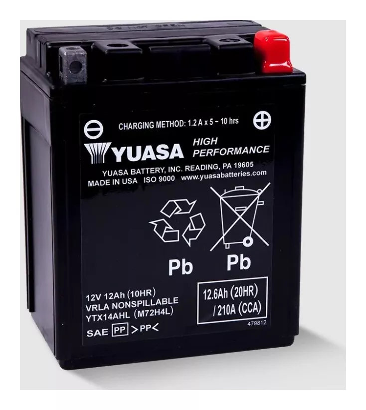 Yuasa YTX14AHL Factory Activated AGM High Performance Battery