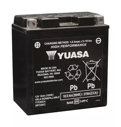 Yuasa YTX20CH Factory Activated AGM High Performance Battery
